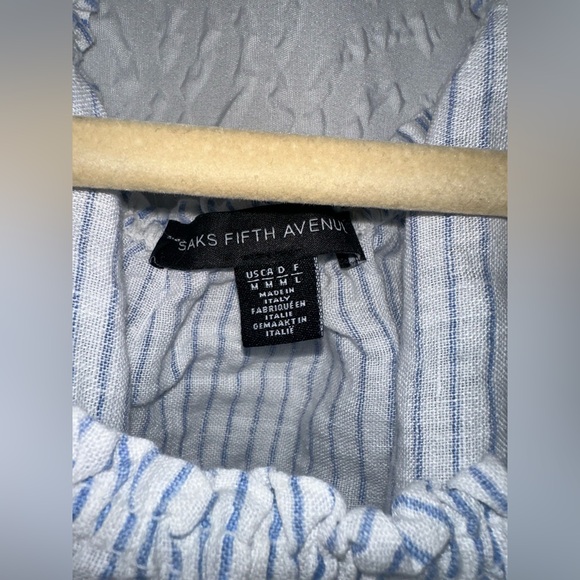 SAKS FIFTH AVENUE Women’s Blue and White Striped Top - Picture 3 of 3